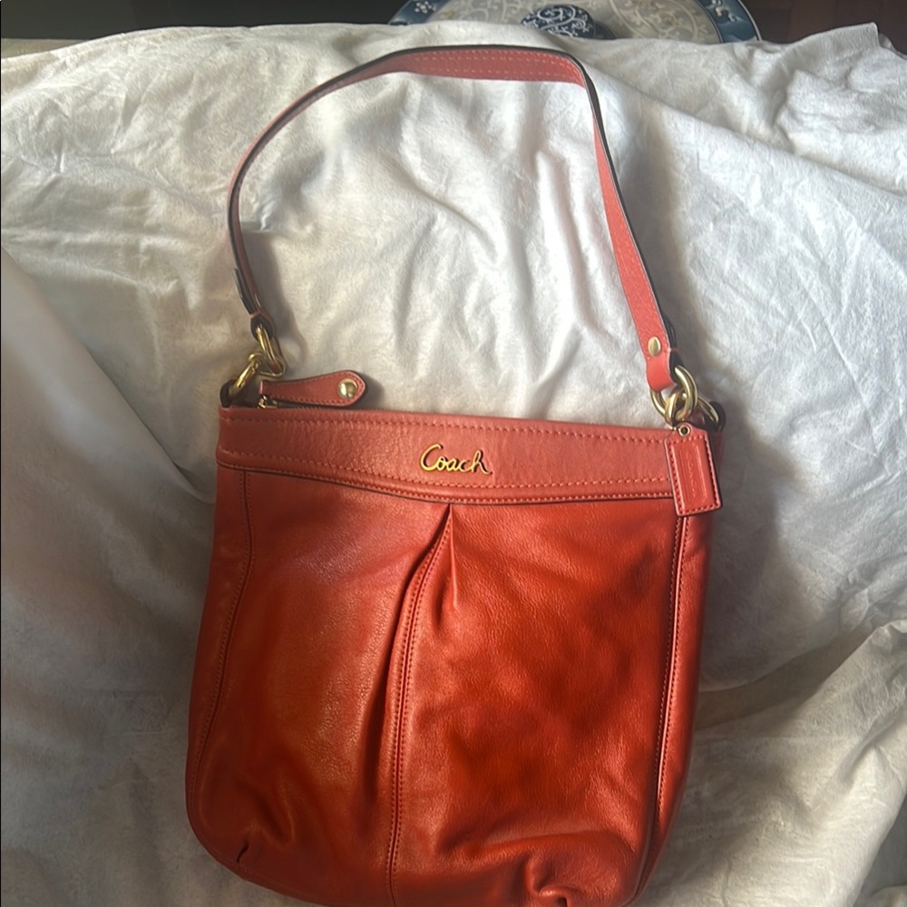 Coach Red Leather Shoulder Bag